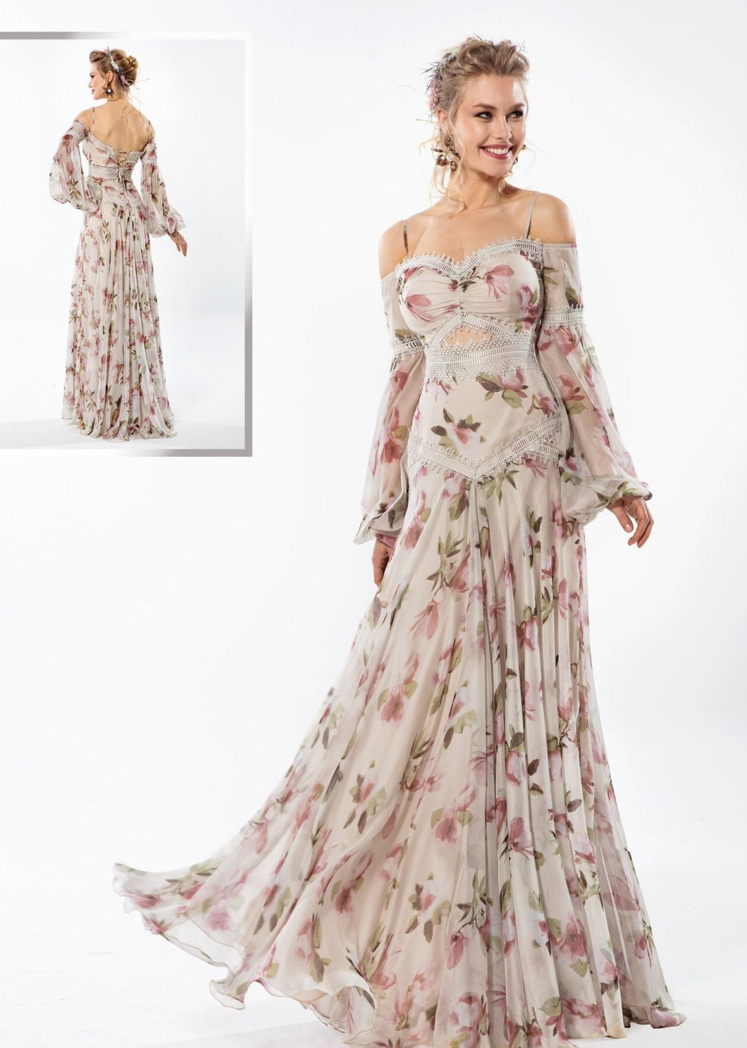 Romantic Flower Evening Dress Design